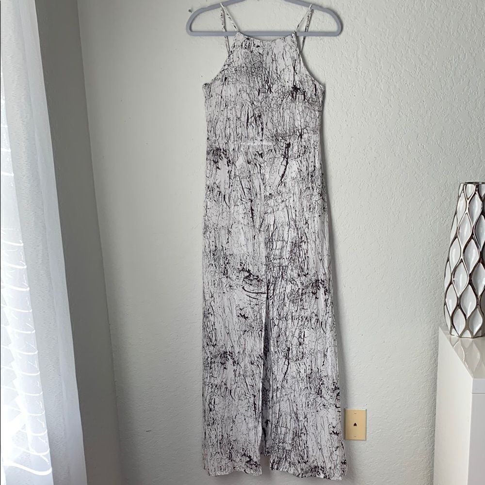 Betro Simone Sleeveless Abstract Print White Black Maxi Dress Size XS